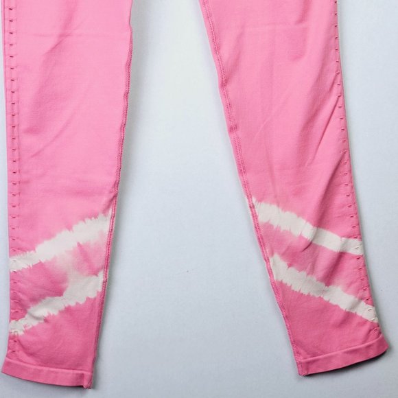 Joy Lab Women's Salmon Pink White Tie Dye High Rise Athletic 7/8 Leggings, Sz S - Picture 4 of 8